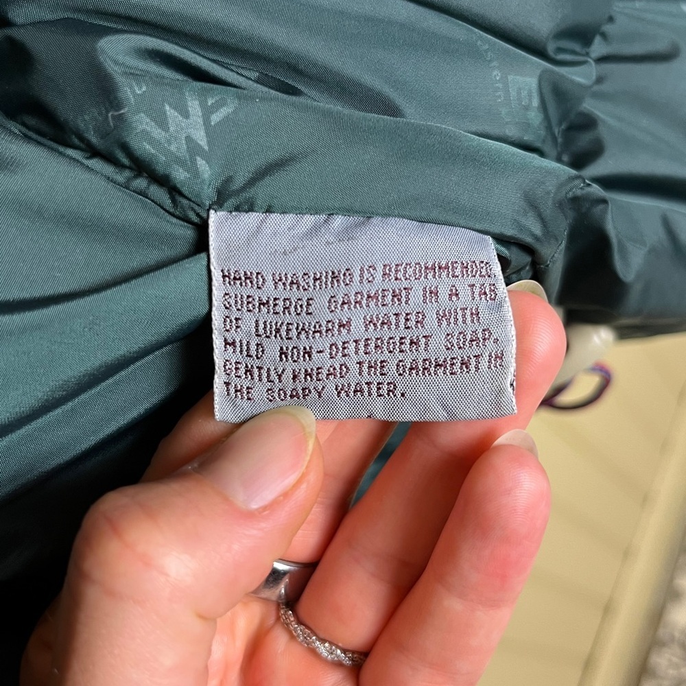 Vintage EMS Goose Down Parka XXL Hooded Beige Green Y2K Ski Winter Outerwear - Picture 11 of 16